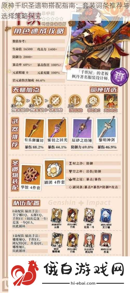 原神千织圣遗物搭配指南