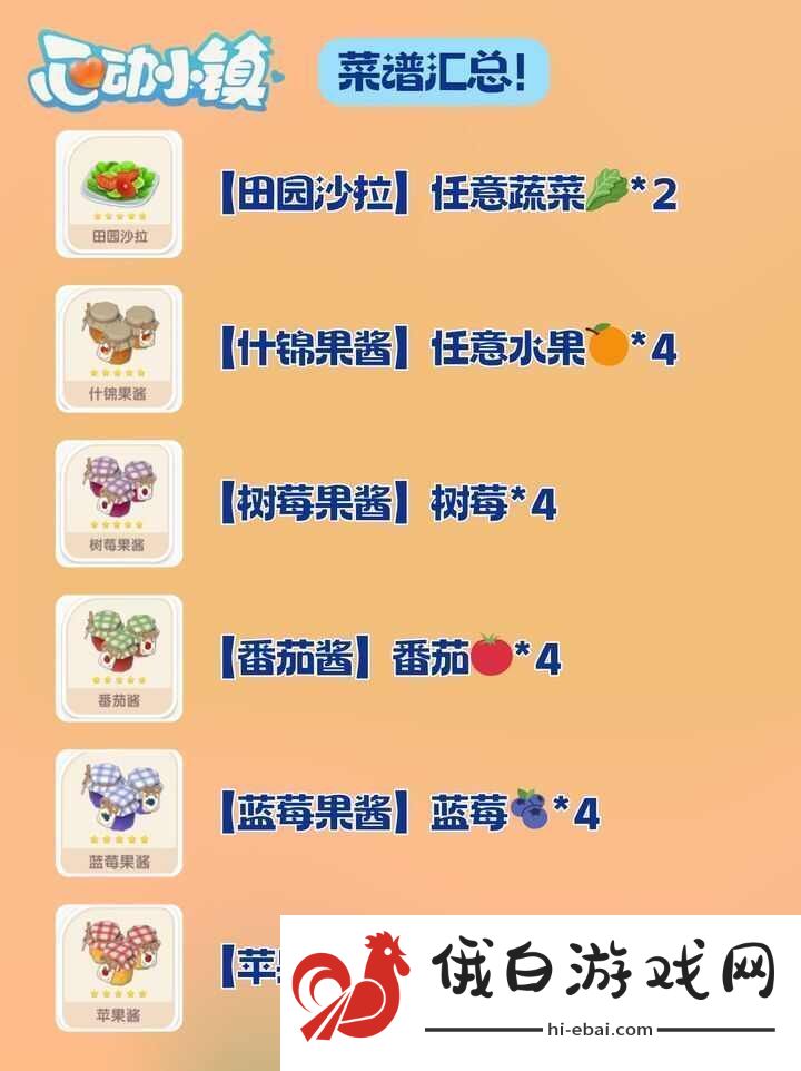 心动小镇菜谱大全2024