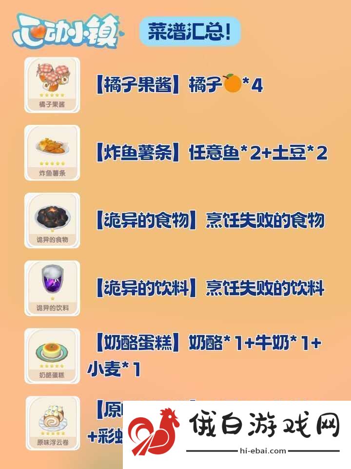 心动小镇菜谱大全2024