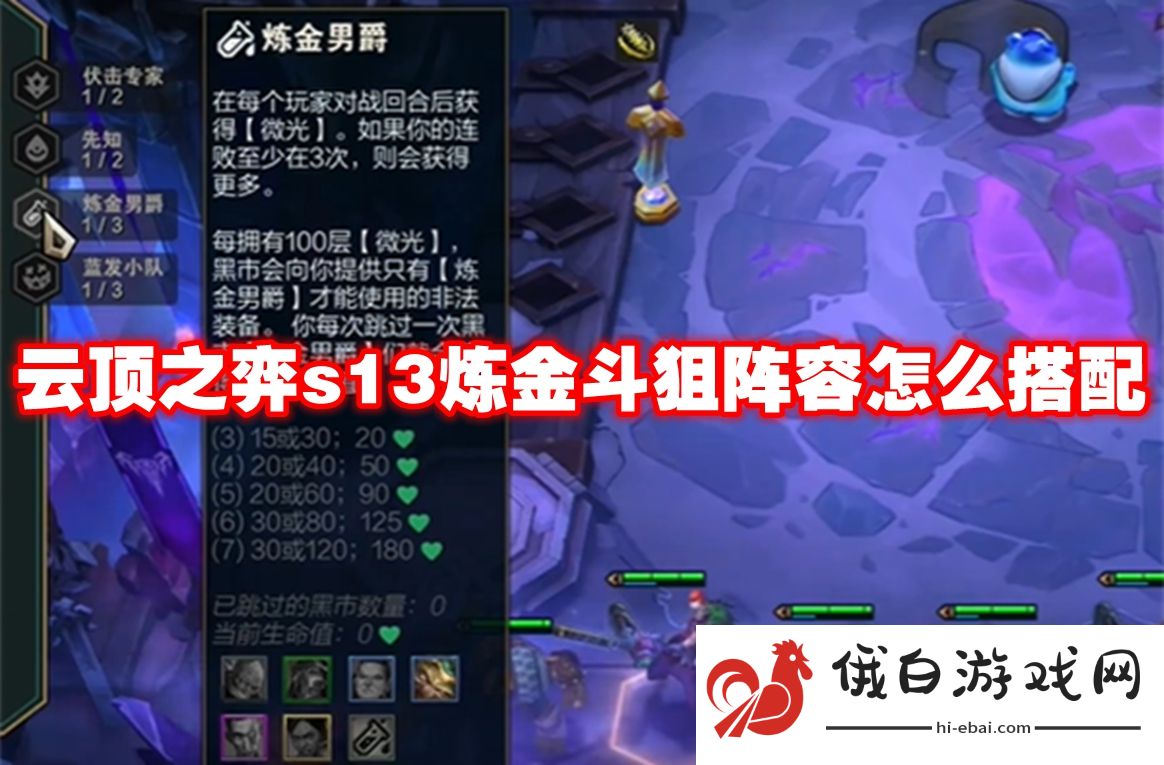 云顶之弈s13炼金斗狙阵容怎么搭配