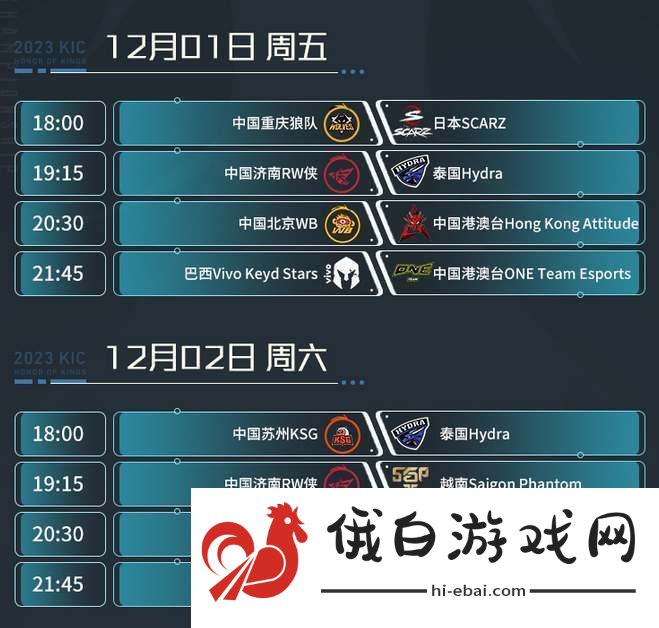 王者荣耀2023世冠KIC小组赛什么时候开始