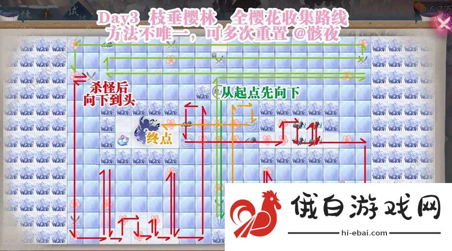 阴阳师枝垂樱林25步通关攻略 枝垂樱林所有樱花宝箱收集路线图一览图片2