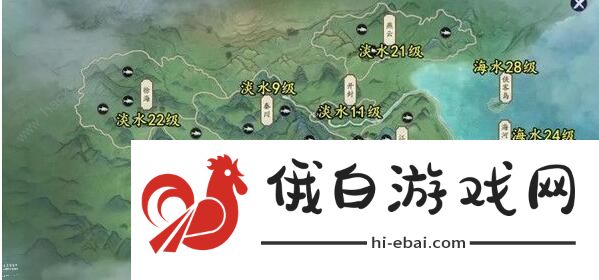 天涯明月刀手游钓鱼地点大全 钓鱼等级分布图图片1